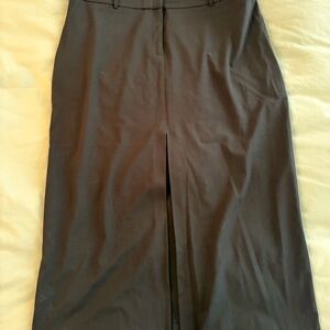 Reitmans Black Pencil Midi Skirt with Center Front Slit